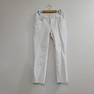 Eileen Fisher white mid rise straight leg raw hem jeans 2